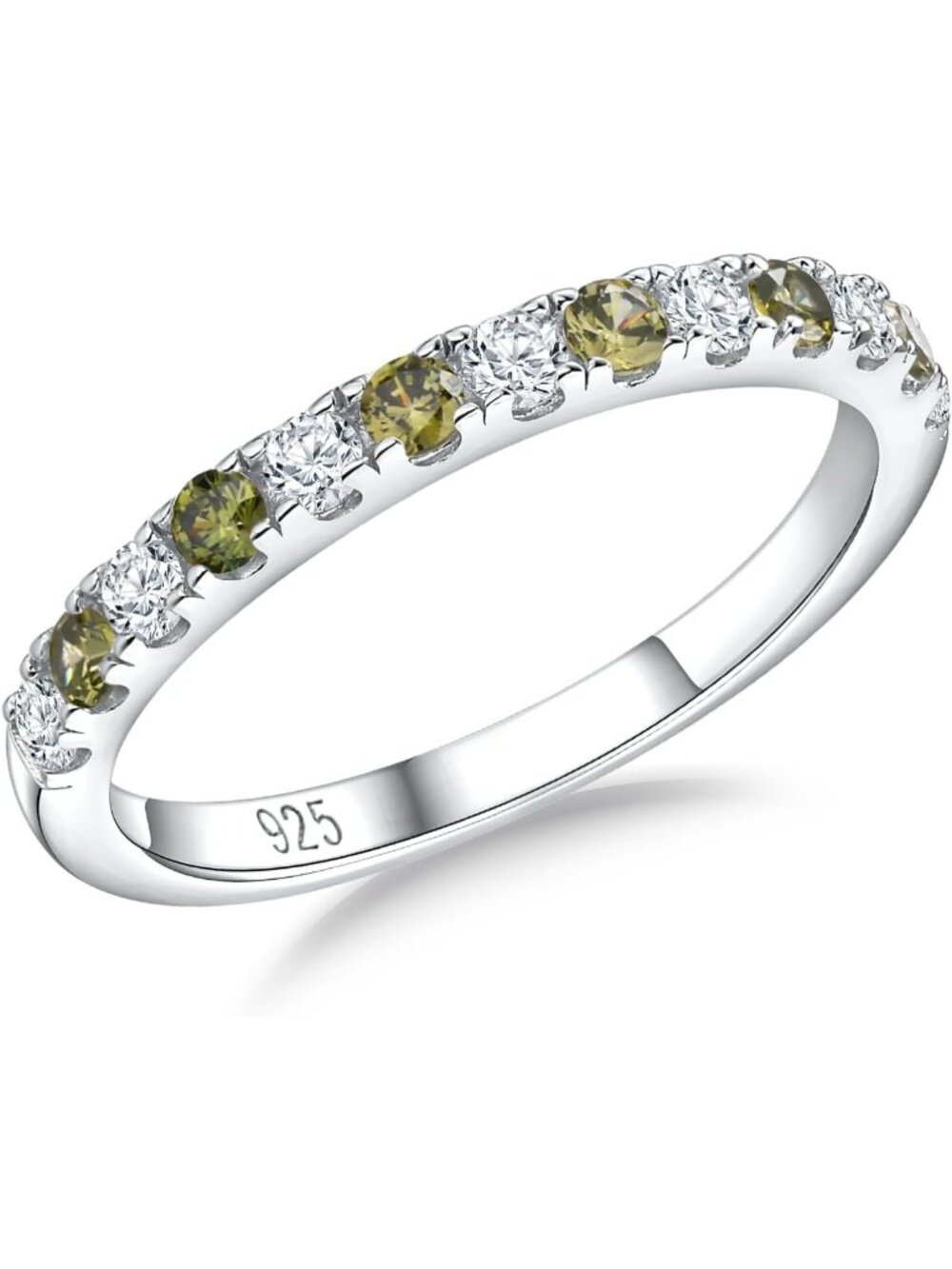 Stackable Birthstone Eternity Band Ring - 925 Sterling Silver & Gold-Plated